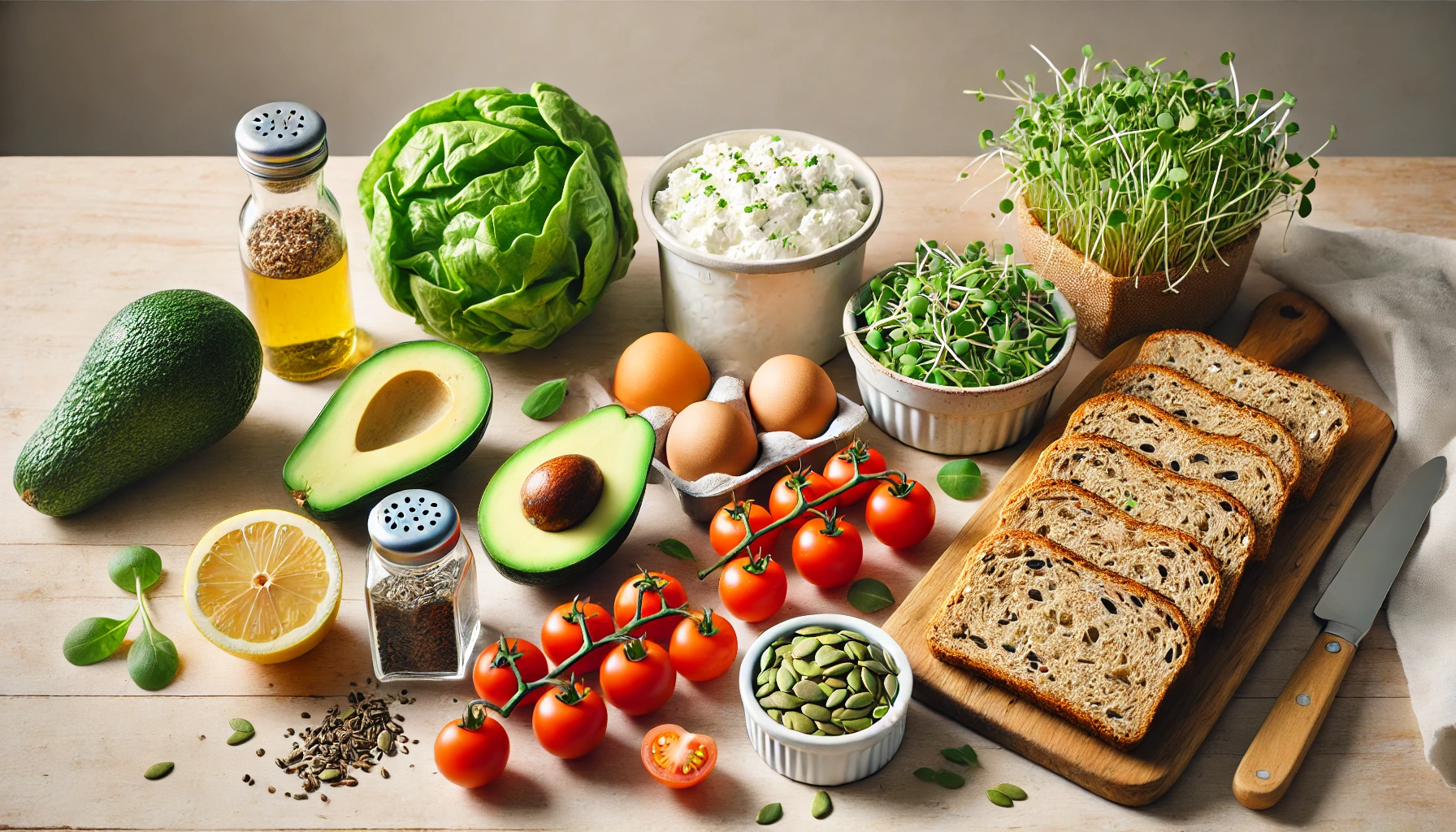 Completed Cottage Cheese Avocado Toast with toppings, served on a wooden plate