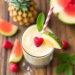 Rich, creamy tropical cottage cheese smoothie with mango, pineapple